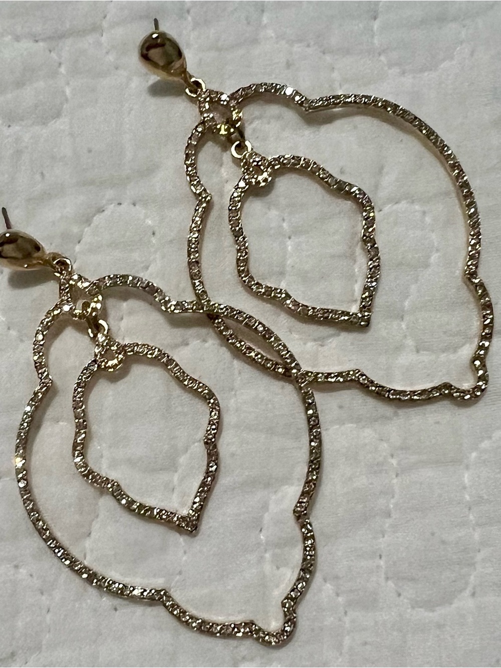 Lilly Pulitzer Gold Textured Double Drop Hoop Earrings - Women Jewelry